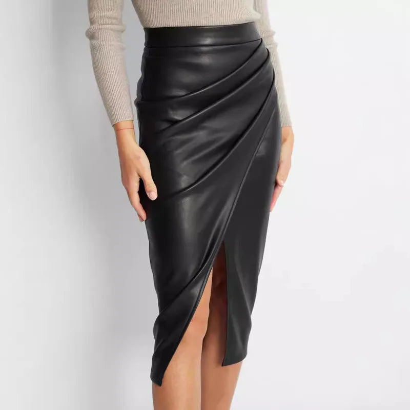 women's pu leather skirt