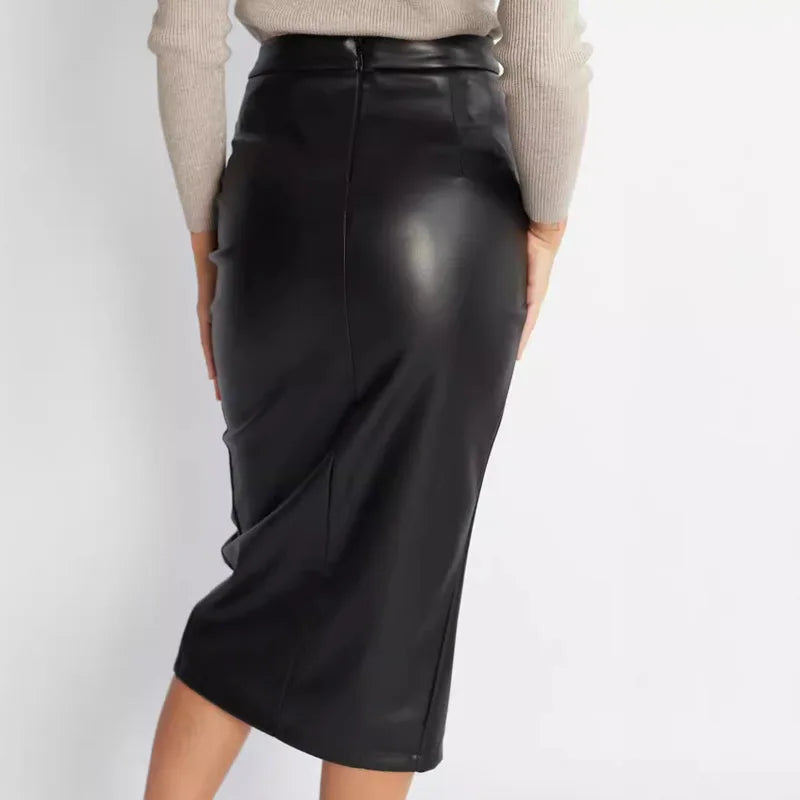 women's pu leather skirt