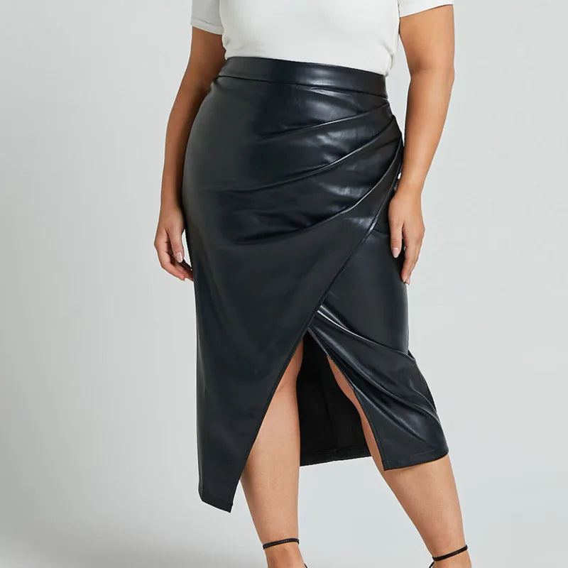 women's pu leather skirt