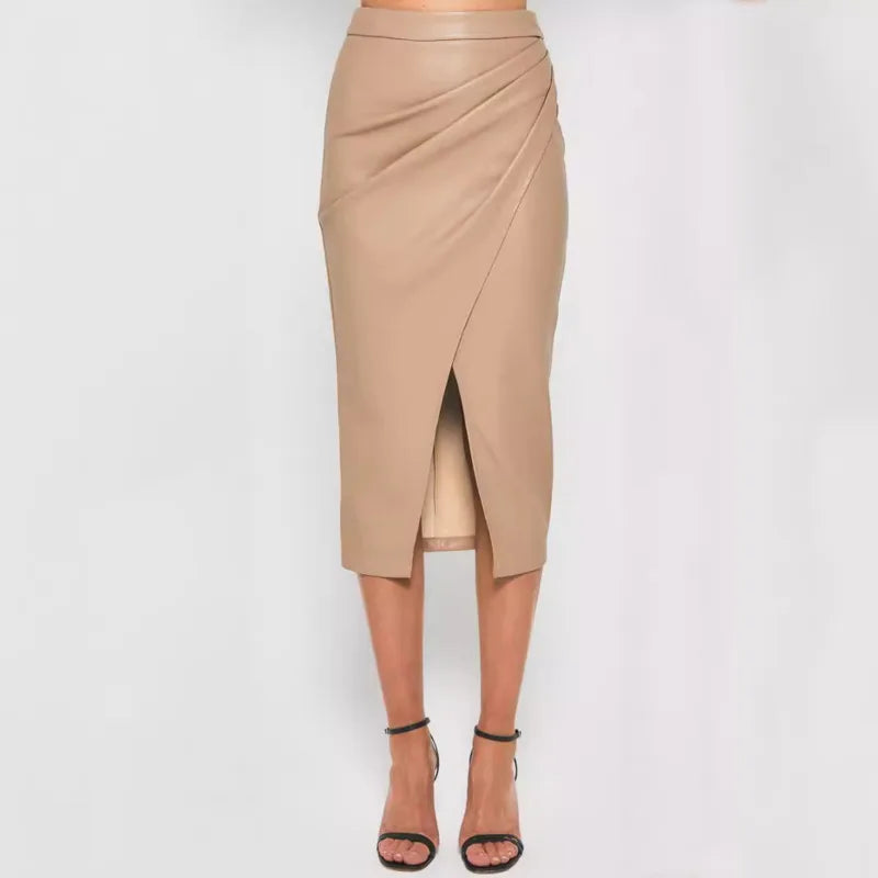 women's pu leather skirt