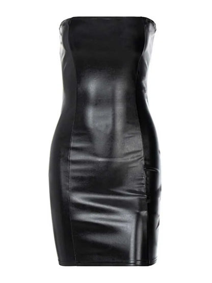 Pu Leather Strapless Bodycon